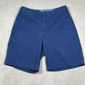 Polo Ralph Lauren Blue Relaxed‎ Fit Flat Front Cotton Shorts Back Logo Men's 34